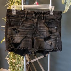 American Eagle black destroyed Jean shorts